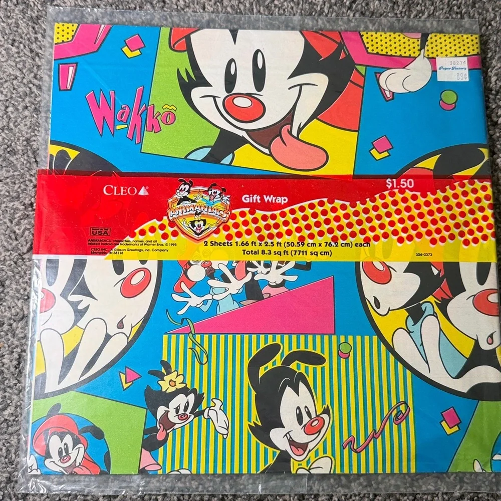 5/$25 VINTAGE Birthday Wrapping Paper Animaniacs